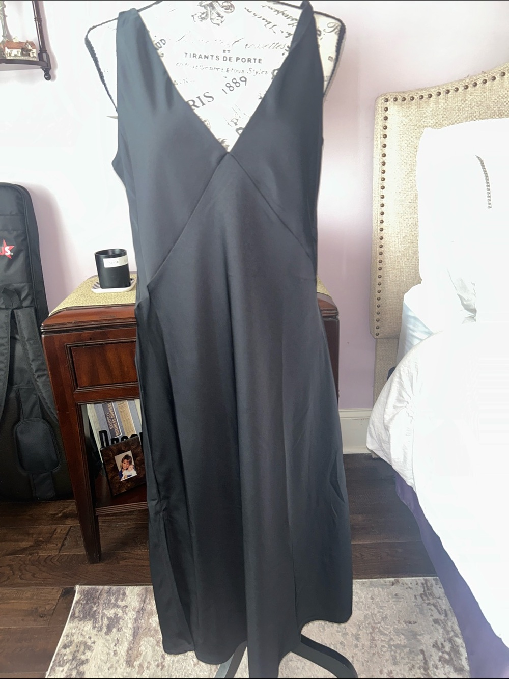 a new day Black V-Neck Midi Slip Dress